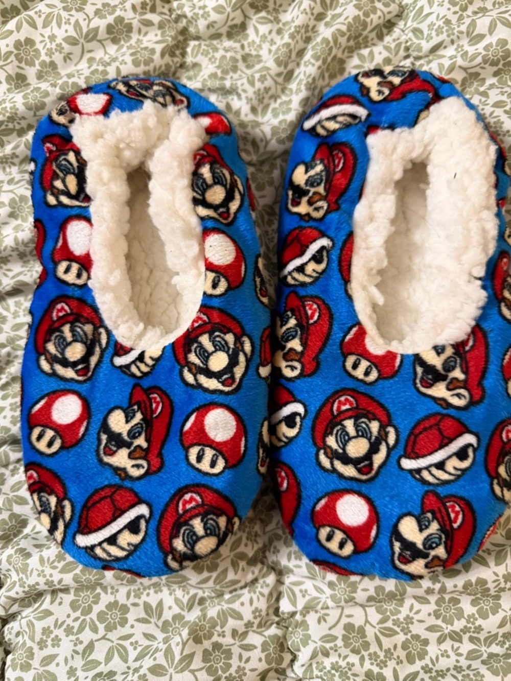 Nintendo Blue Super Mario Plush Kids Footies with Red Accents